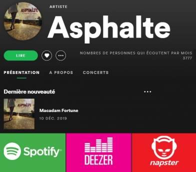 Goupe Asphalte, Spotify, Deezer, Napster.